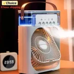 Portable Fan Air Conditioners Upgraded Version USB Electric Fan LED Night Light Water Mist Fun 3 In 1 Air Cooler Humidifie For Home