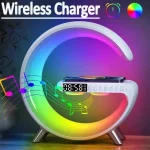 Smart Wireless BT Speakers With Wireless Fast Charging, RGB Light, Sunrise Alarm Clock & Wake Up Light Smart Light Sound Machine